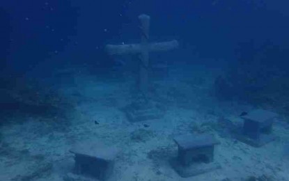 <p><strong>UNDERWATER ATTRACTION.</strong>  Capilla del Mar, the underwater chapel in Higatangan Island in Naval, Biliran. <em>(Photo courtesy of Biliran Local Government)</em></p>